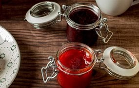 Selbstgemachte Erdbeermarmelade Iglo Erdbeeren