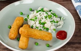 Iglo Backfisch-Stäbchen mit Erbsenreis