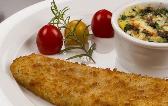 Kartoffel Spinat Gratin goldbraun aus dem Ofen. 