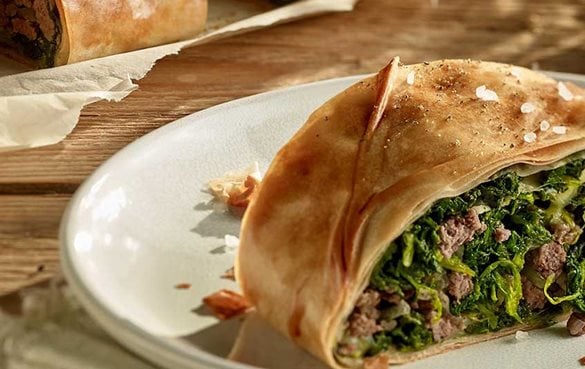 Rezept für Spinatstrudel mit Faschiertem