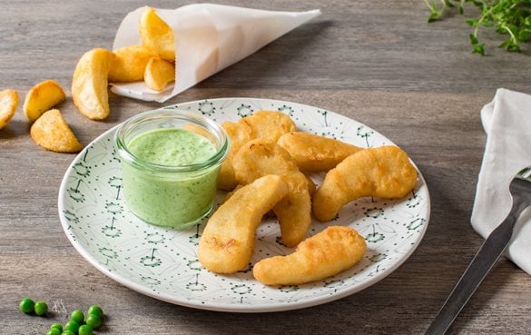 Nuggets Erbsen-Dip und Wedges 