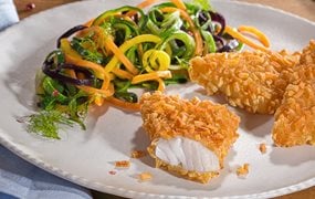Fischrösti mit Gemüsenudeln