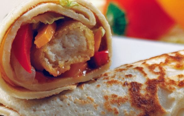 Wrapper mit mit den beliebten Hühner-Käse- Nuggets.